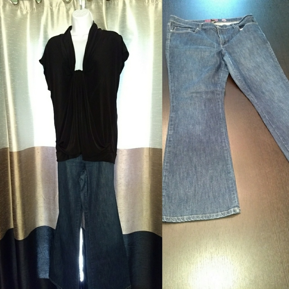 Black Casual Shirt w/Jeans OUTFIT SZ 18